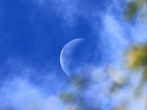 Превью обои луна, полнолуние, небо, блики, размытость