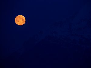 Превью обои луна, полнолуние, ночь, горы, темнота