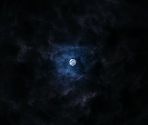 Превью обои луна, полнолуние, облака, ночь, небо, темный