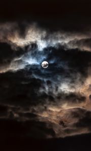 Превью обои луна, полнолуние, облака, ночь, пасмурно