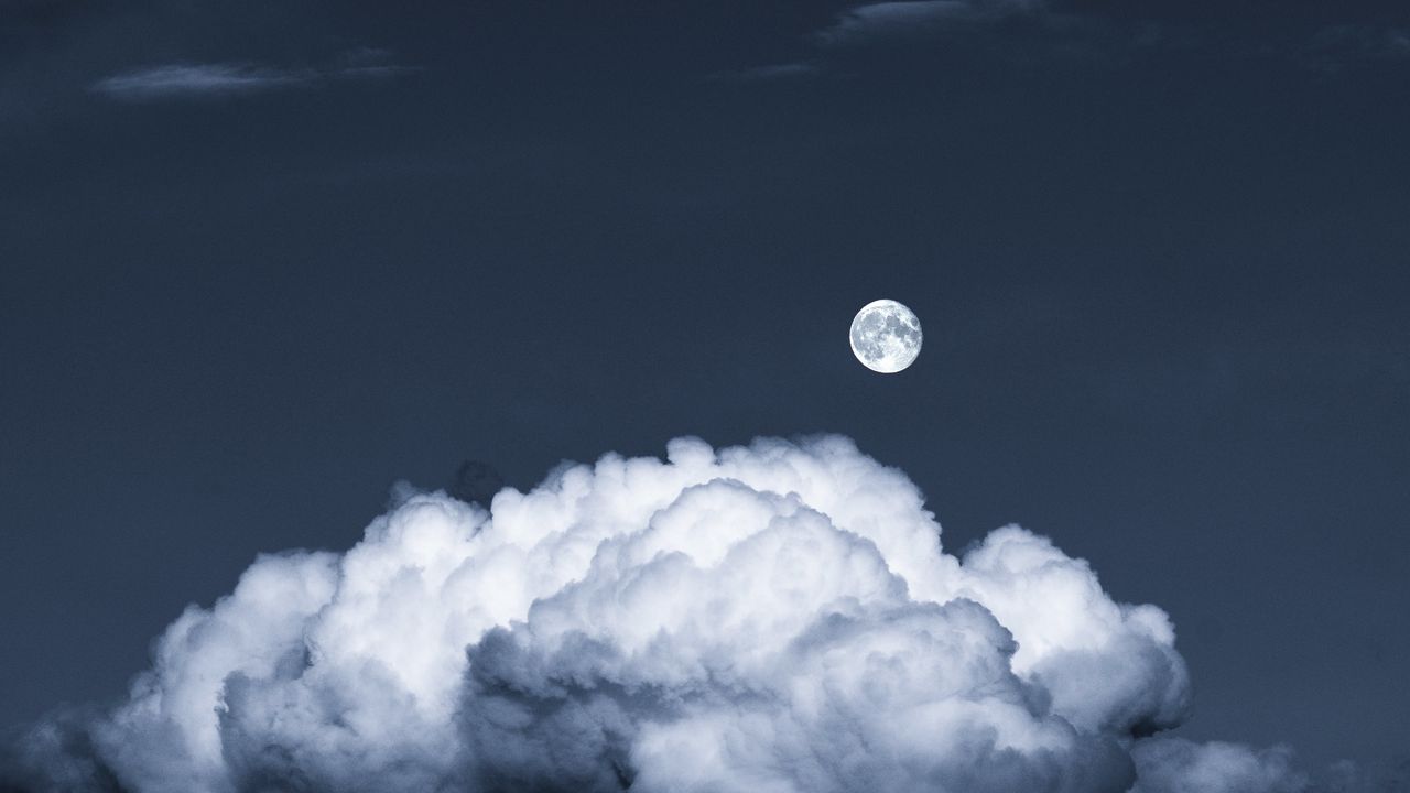 Обои луна, полнолуние, облака, ночь