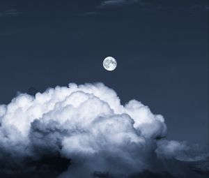 Превью обои луна, полнолуние, облака, ночь