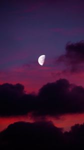 Превью обои луна, полнолуние, закат, небо, облака