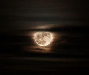 Превью обои луна, полнолуние, затмение, ночь, небо, облака, темный