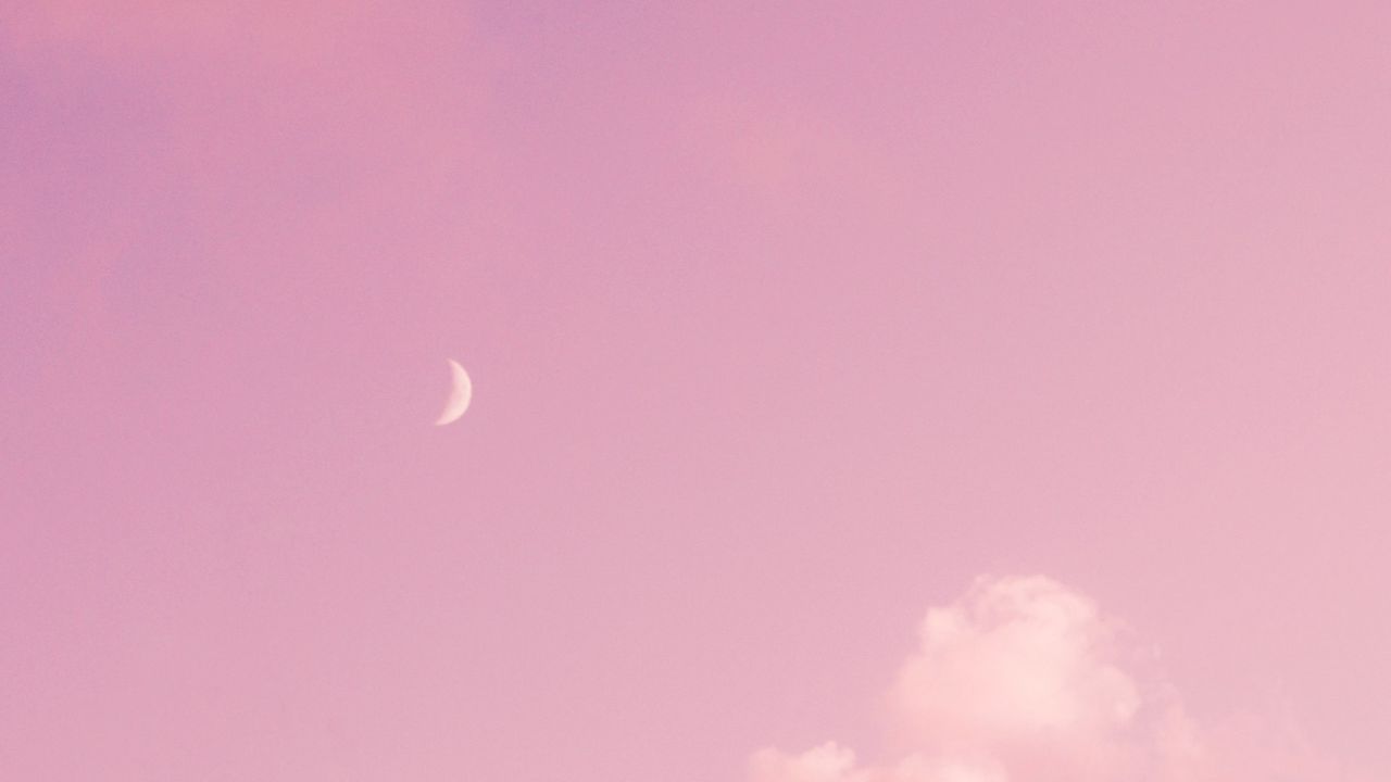 Обои луна, розовый, облака, небо