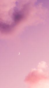 Превью обои луна, розовый, облака, небо