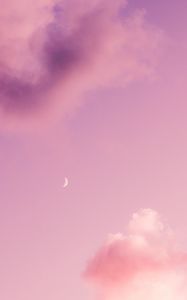 Превью обои луна, розовый, облака, небо