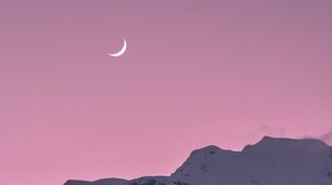 Превью обои луна, скалы, горы, снег, заснеженный