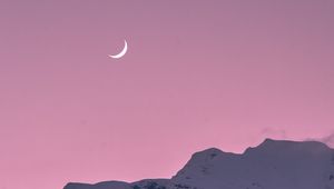 Превью обои луна, скалы, горы, снег, заснеженный