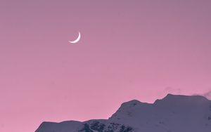 Превью обои луна, скалы, горы, снег, заснеженный
