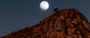Превью обои луна, скалы, горы, ночь, полнолуние