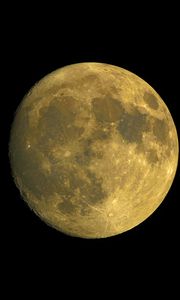 Превью обои луна, спутник, кратеры, желтый, космос