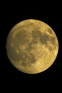 Превью обои луна, спутник, кратеры, желтый, космос