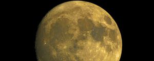 Превью обои луна, спутник, кратеры, желтый, космос