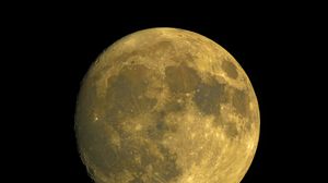 Превью обои луна, спутник, кратеры, желтый, космос