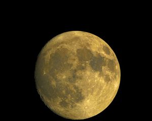 Превью обои луна, спутник, кратеры, желтый, космос