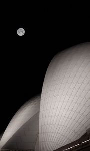 Превью обои луна, здание, ночь, полнолуние, архитектура