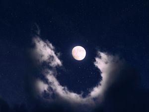 Превью обои луна, звезды, звездное небо, ночь