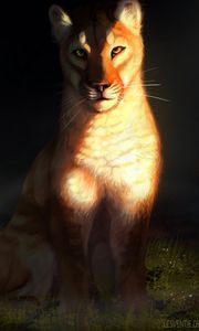 Превью обои львица, большая кошка, взгляд, арт