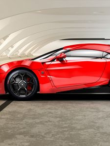 Превью обои lykan, hypersport, w motors, красный, вид сбоку