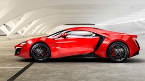 Превью обои lykan, hypersport, w motors, красный, вид сбоку