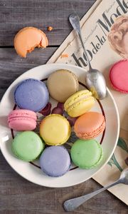 Превью обои macarons, десерт, печенье, разноцветный