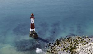 Превью обои маяк, берег, море, минимализм