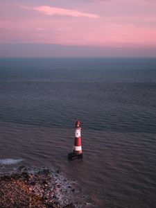 Превью обои маяк, море, вид сверху, побережье, вода