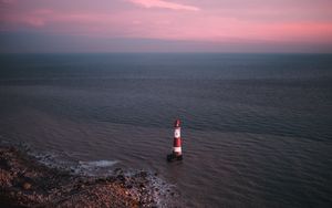 Превью обои маяк, море, вид сверху, побережье, вода