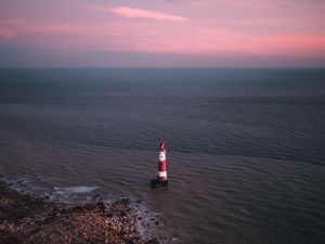 Превью обои маяк, море, вид сверху, побережье, вода