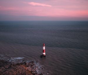 Превью обои маяк, море, вид сверху, побережье, вода