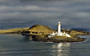 Превью обои маяк, остров, море, берег, вода