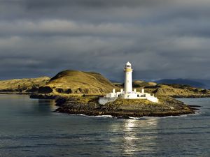 Превью обои маяк, остров, море, берег, вода