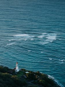 Превью обои маяк, остров, море, волны, природа