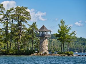 Превью обои маяк, остров, море, деревья