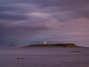 Превью обои маяк, остров, море, природа