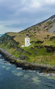 Превью обои маяк, остров, море, природа, рельеф