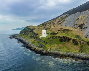 Превью обои маяк, остров, море, природа, рельеф