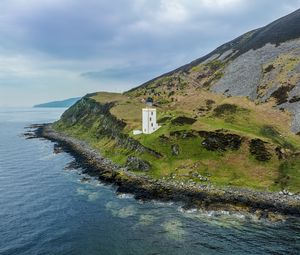 Превью обои маяк, остров, море, природа, рельеф