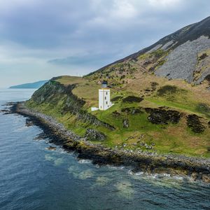 Превью обои маяк, остров, море, природа, рельеф