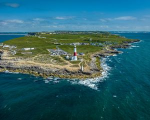 Превью обои маяк, остров, здания, море