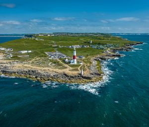 Превью обои маяк, остров, здания, море