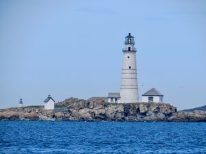 Превью обои маяк, здание, берег, море, вода