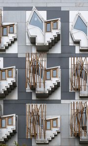 Превью обои макет, паттерн, лестница, окна