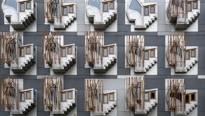 Превью обои макет, паттерн, лестница, окна