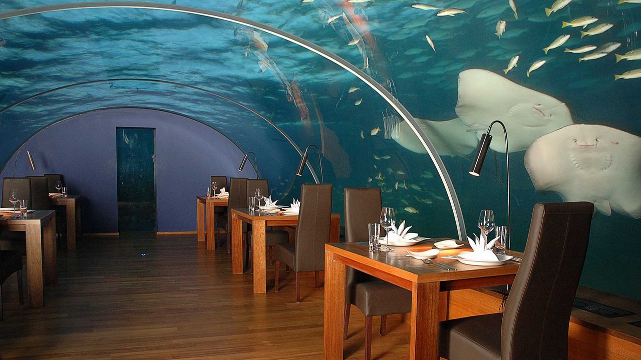 Обои мальдивы, тропики, подводный ресторан