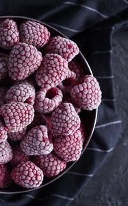 Превью обои малин, ягоды, замороженные