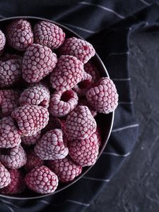 Превью обои малин, ягоды, замороженные