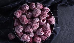 Превью обои малин, ягоды, замороженные
