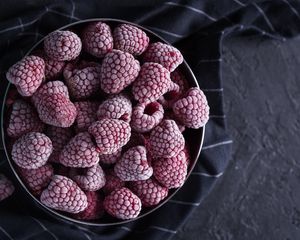 Превью обои малин, ягоды, замороженные